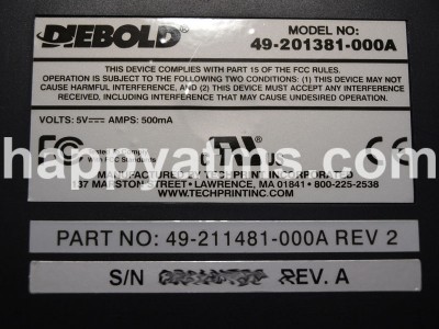 Diebold ATM SERVICE KEYBOARD PS/2 PN: 49-211481-000A, 49211481000A Keyboards image