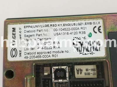 Diebold EPP4(UNIV)LGE, RSD KY, ENG(US), QZ1, EMB 0,<,X PN: 00-104522-000A, 104522000A, 00104522000A Keyboards image