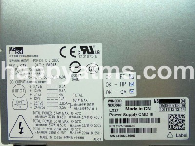 Wincor Nixdorf Power Supply CCDM III Cineo PN: 01750263469, 1750263469 Power Supplies image