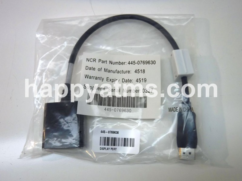 AS NEW NCR DISPLAY PORT TO DVI-D FEMALE ADAPTOR ASSEMBLY PN: 445-0769630, 4450769630 Cables image