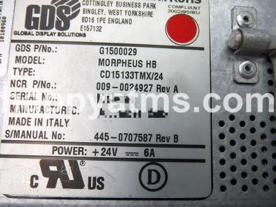 NCR MONITOR LCD 15" NCR6634. PN: 009-0024927, 90024927, 0090024927 Displays image