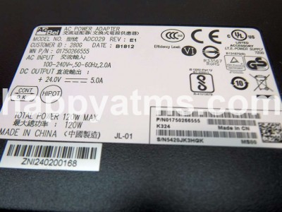 Wincor Nixdorf AC POWER ADAPTER PN: 01750266555, 1750266555