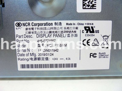 NCR NCR Display 15 inch Slim SR Multi Function PN: 445-0771567, 4450771567 PN: 445-0771567, 4450771567