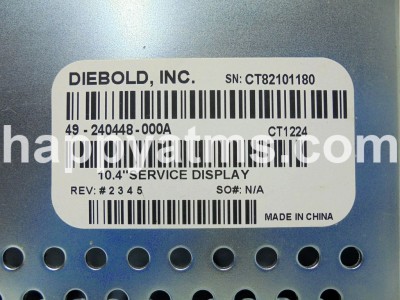Diebold 10.4" SERVICE DISPLAY PN: 49-240448-000A, 49240448000A