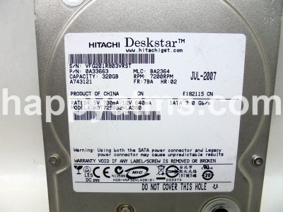Hitachi 320GB Internal 7200RPM 3.5" HARD DRIVE PN: 0A33663, 33663