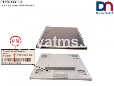 Diebold Nixdorf 19" NSL Std, Portrait G190ETN03.0/CVD PN: 01750333110, 1750333110