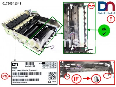 Diebold Nixdorf HMT Head Middle Transport PN: 01750341341, 1750341341