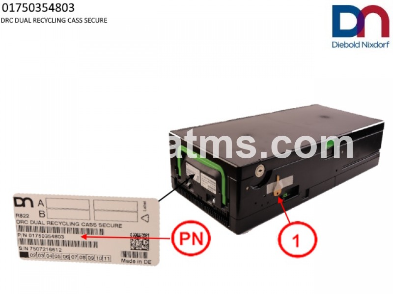 Diebold Nixdorf DRC DUAL RECYCLING CASS SECURE PN: 01750354803, 1750354803