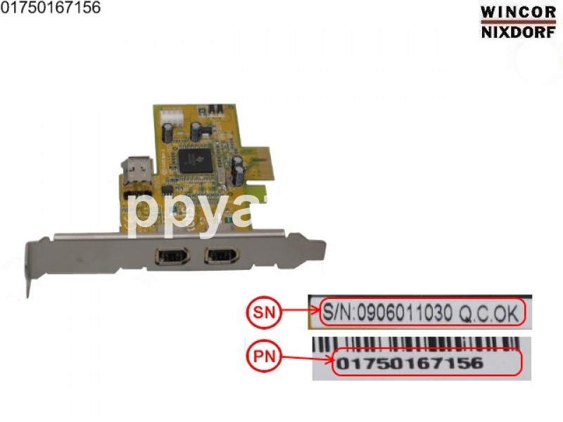 Wincor Nixdorf Firewire Card PCIe x1 FWA2414A PN: 01750167156, 1750167156 PC Core image