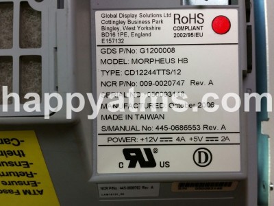 NCR LCD COLOR 12.1 INCH HB (RoHS) PN: 009-0020747, 90020747, 0090020747 Displays image