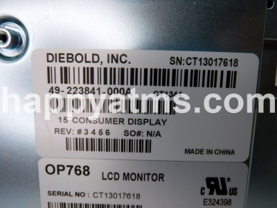 Diebold MON, LCD, 15 IN CONS PN: 49-223841-000A, 49223841000A Displays image