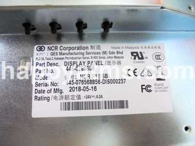 NCR DISPLAY PANEL NCR F15 SBL PN: 445-0765688, 4450765688