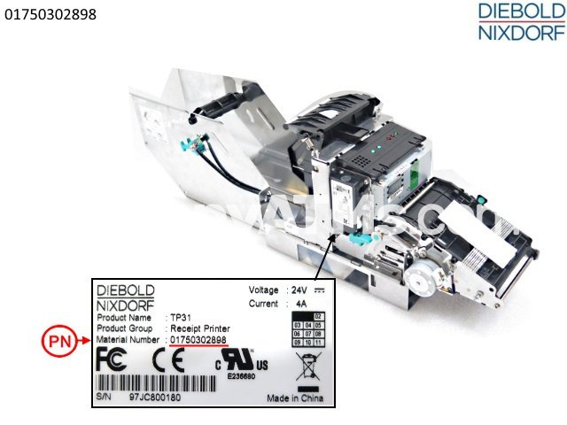 Diebold Nixdorf TP31 Receipt Printer Standard PN: 01750302898, 1750302898