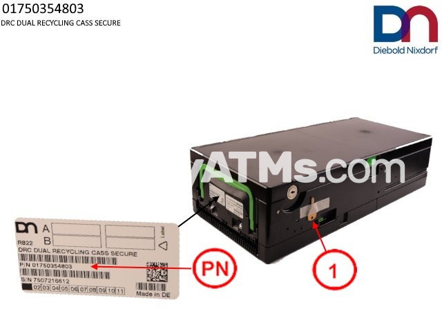 Diebold Nixdorf DRC DUAL RECYCLING CASS SECURE PN: 01750354803, 1750354803